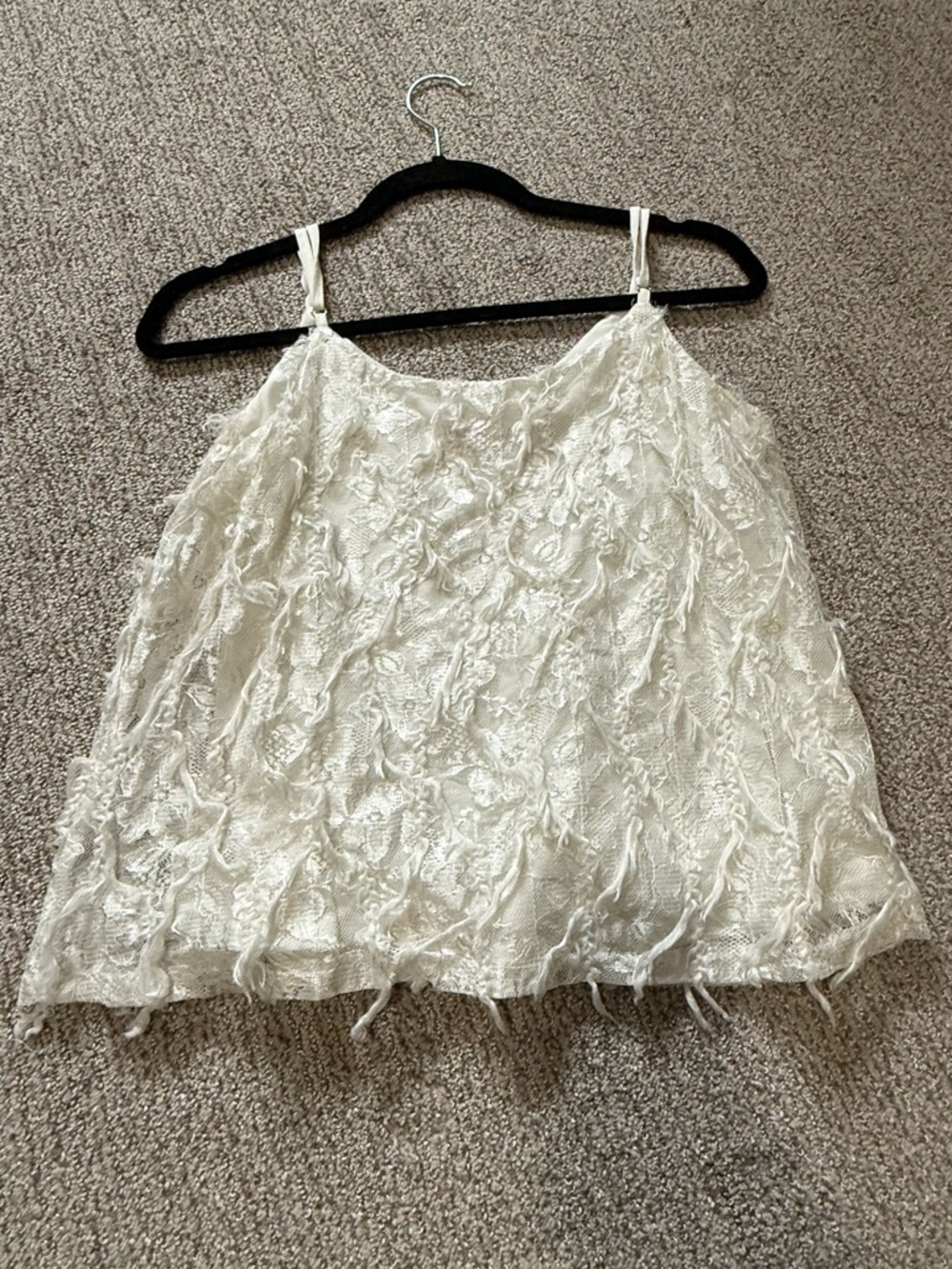 Ivory Textured Lace Camisole with Adjustable Straps